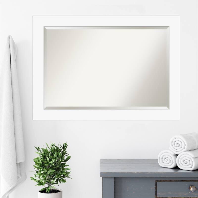 Basic Beveled Wood Framed Bathroom Vanity Wall Mirror