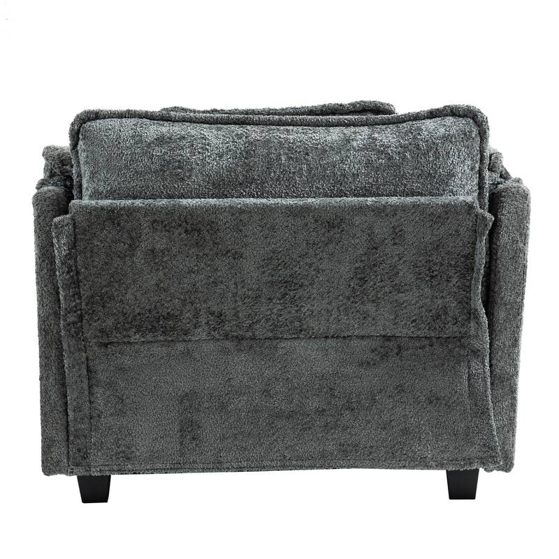 Boucle Oversized Sofa with Ottoman, Double Deep Cushion, Thick Armrests, and High-Resilience Sponge