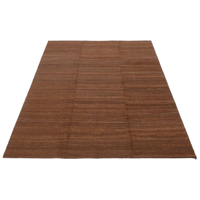 ECARPETGALLERY Flat-Weave Ankara FW Brown Wool Kilim - 6'11 x 10'2