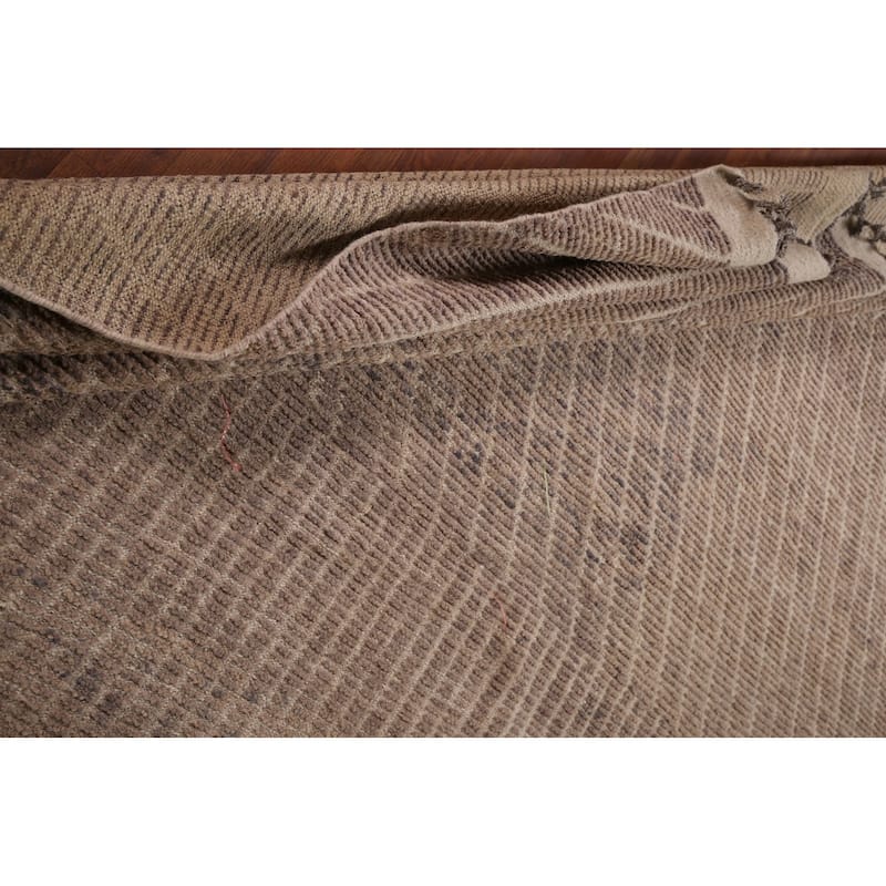 Brown Moroccan Oriental Large Area Rug Hand-Knotted Wool Carpet - 12'3" x 18'9"
