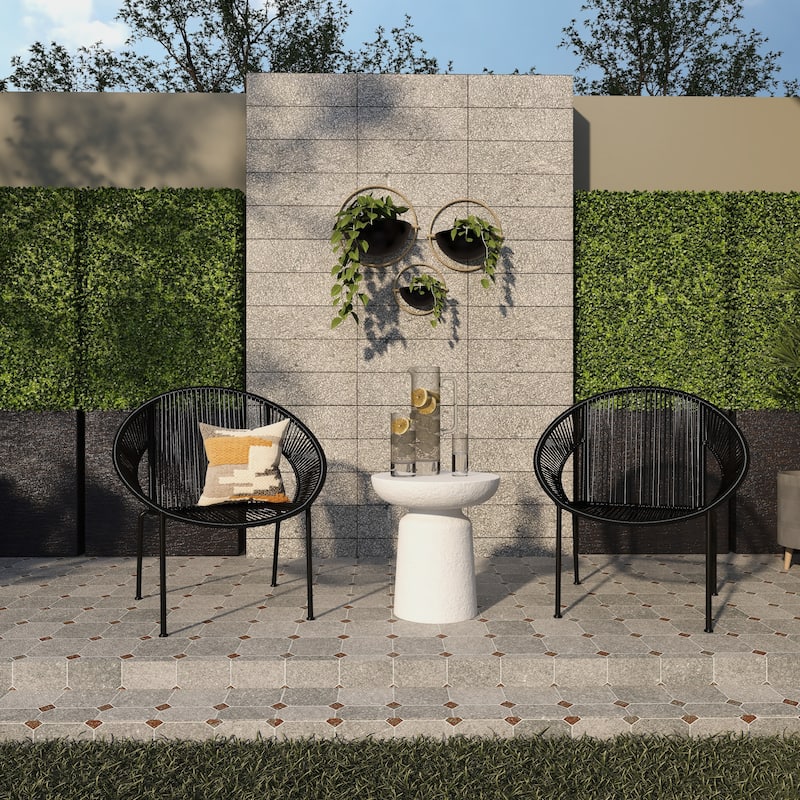 Faux Foliage Boxwood Hedge Tall Topiary with Realistic Leaves and Black or White Planter Box - Green - Roche River Decor