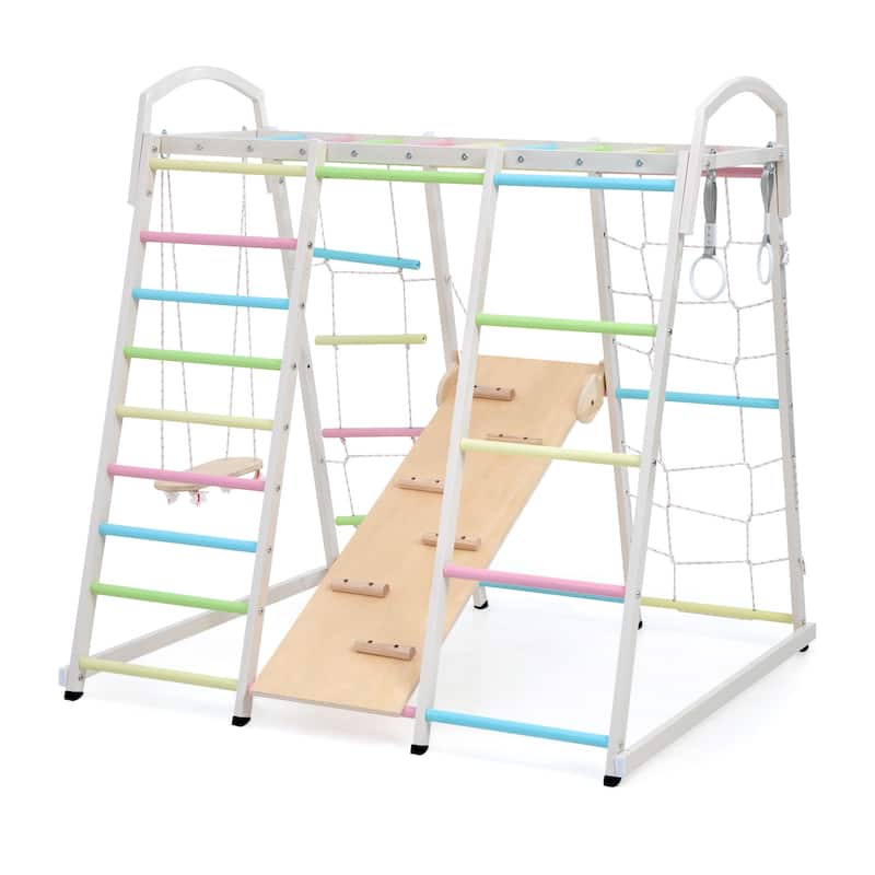 Colorful Multifunctional Steel and Wood Climbing Frame