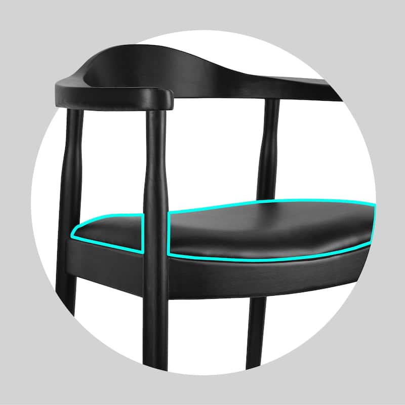 Wooden Farmhouse Dining Chair | PU Leather Cushion Seat | Modern Accent Kennedy Armchair for Kitchen Dining Room or Office