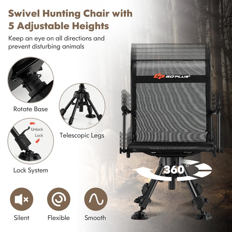 360 Degree Folding Blind Chair Swivel Hunting Chair w/Adjustable Height