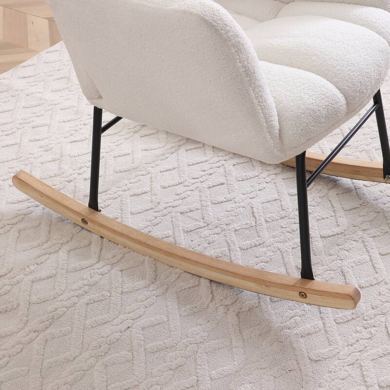 Polyester Rocking Chair with High Backrest and Padded Seat