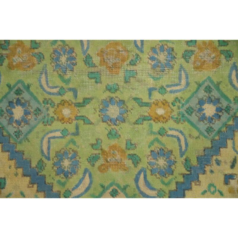 Hand Knotted Oriental 100% Wool Carpet Traditional Floral Green Tabriz Area Rug - 8' 8'' X 8' 6''