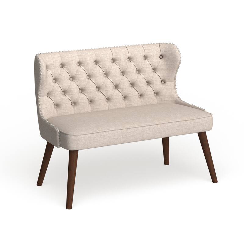 Carson Carrington Rudkobing Mid-century Modern Wood and Fabric Upholstered Button-tufting Loveseat - Beige