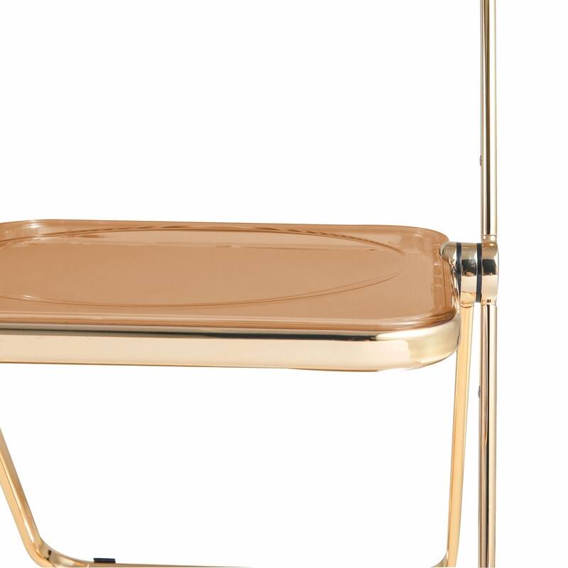Lawrence Modern Foldable Transparent Acrylic Folding Dining Chair with Accent Gold Chrome Frame for Home Living and Dining Room