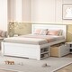 preview thumbnail 1 of 12, Full Size Platform Bed with Storage Drawer and Two Shelves, No Box Spring Needed, Sturdy MDF Construction Pink