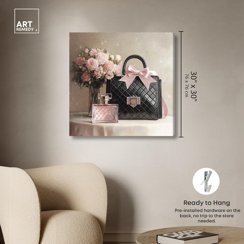 Delicate Purse and Perfume Canvas by Art Remedy, Gallery Wrapped