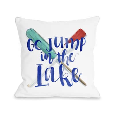 Go Jump in The Lake - White Throw Pillow by Jennifer Paxton Parker