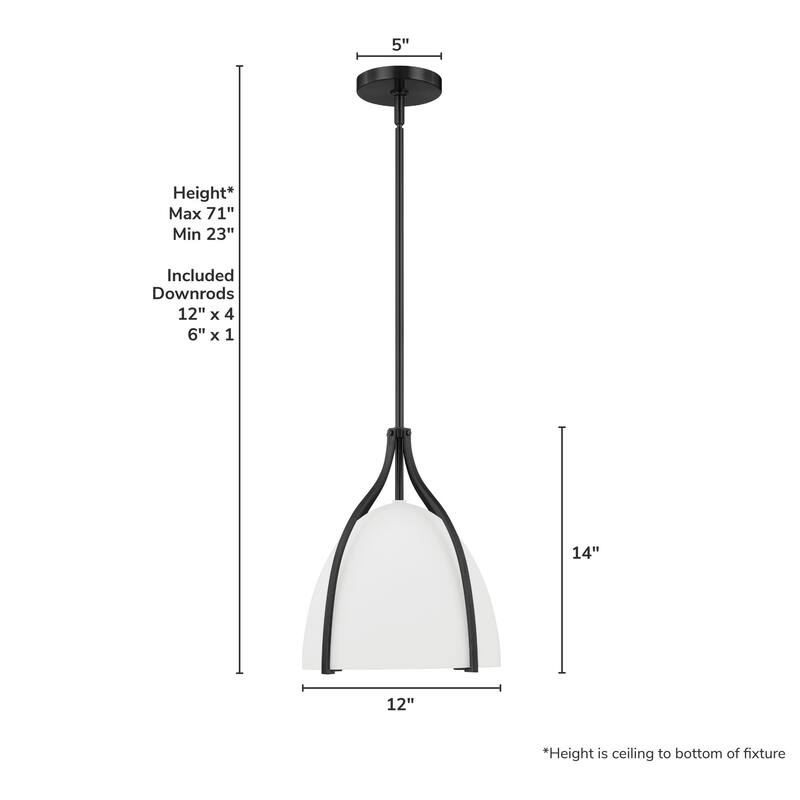 Hunter Arcelia 1-Light 12" Pendant - Modern, Contemporary, Transitional - Kitchen, Island, Dining Room, Entry.