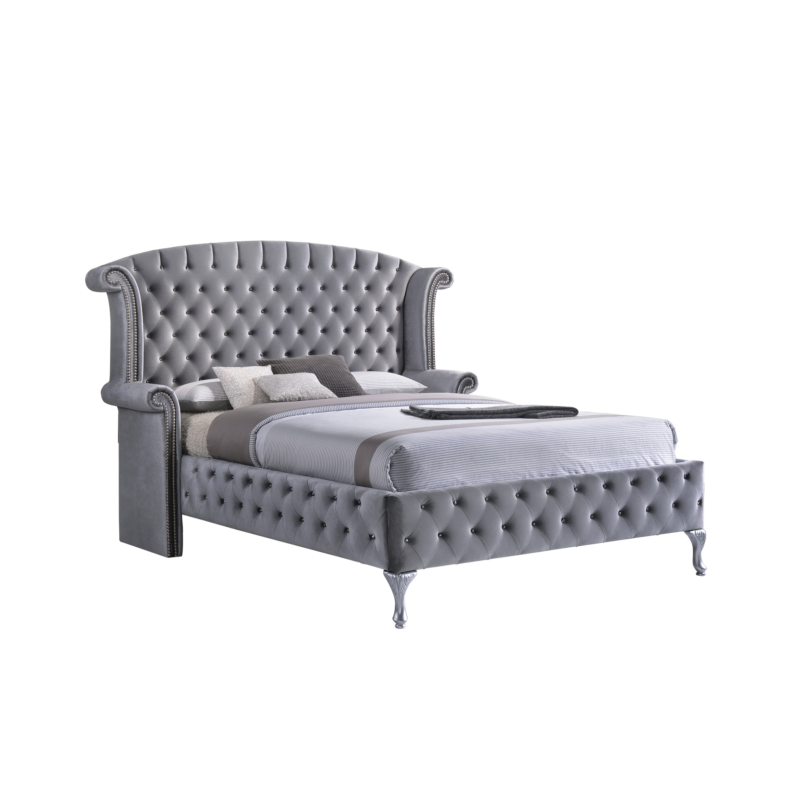 Deanna grey upholstered platform bed deals