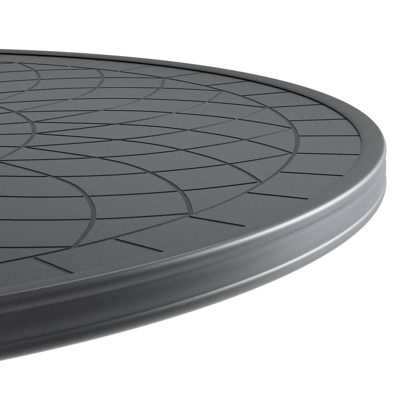 Cast Aluminum Patio Dining Table With Frame and Carved Texture on the Tabletop - Black