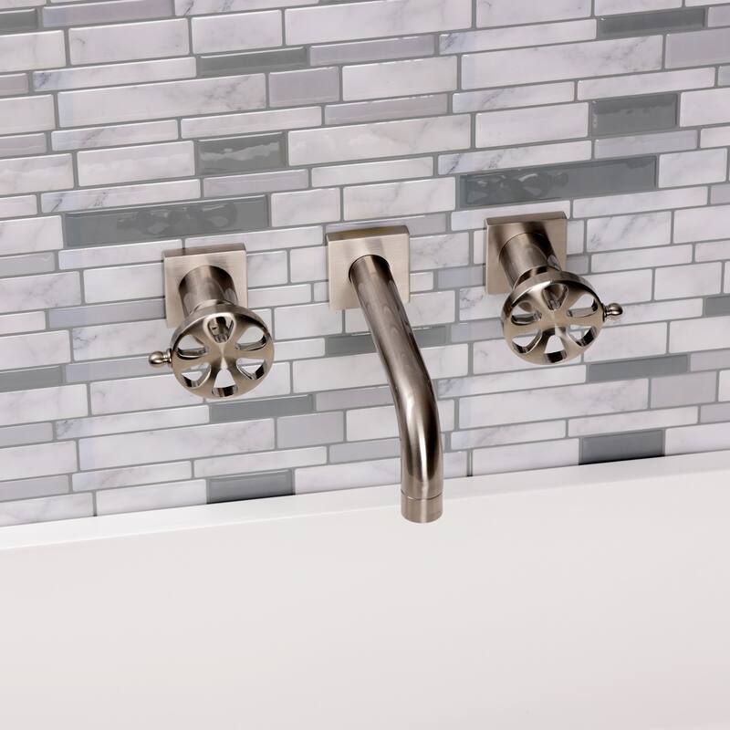 Belknap Two-Handle 3-Hole Wall Mount Bathroom Faucet in Polished Nickel
