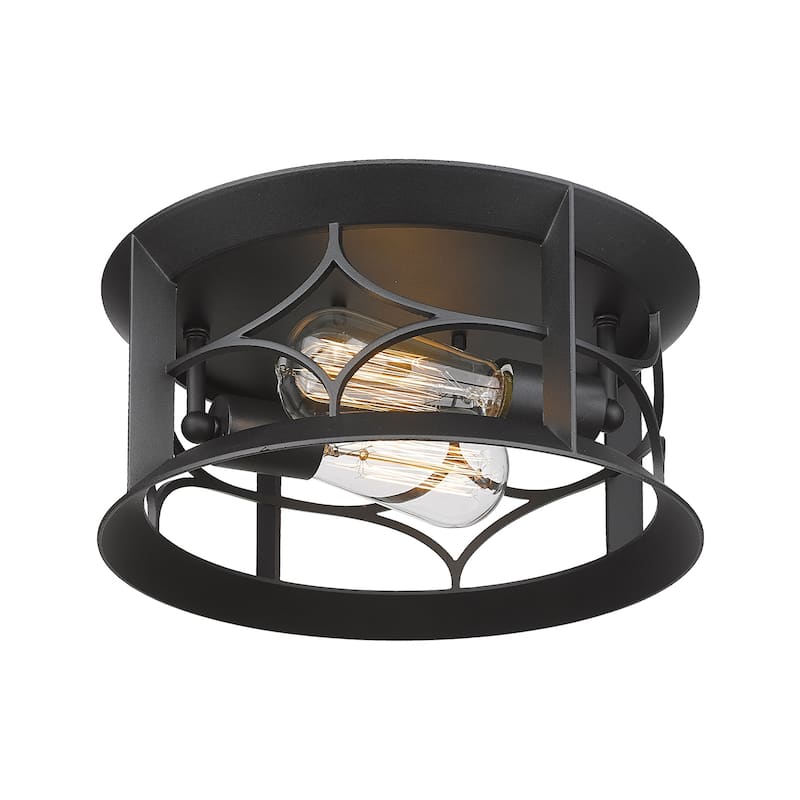 2-Light Ceiling Mount Light Fixture,Farmhouse Flush Mount Ceiling Light,Black Finish