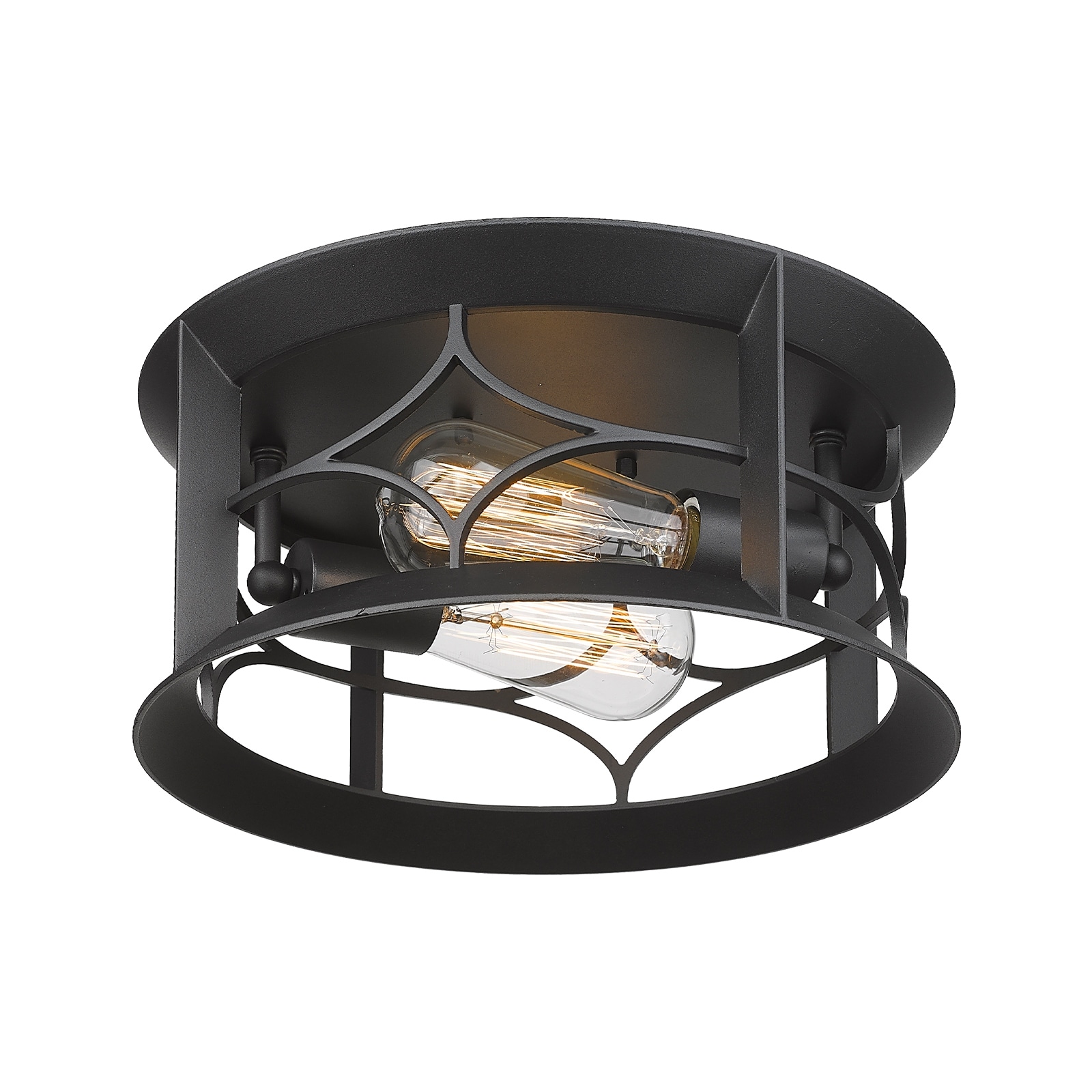 2-Light Ceiling Mount Light Fixture,Farmhouse Flush Mount Ceiling Light,Black Finish