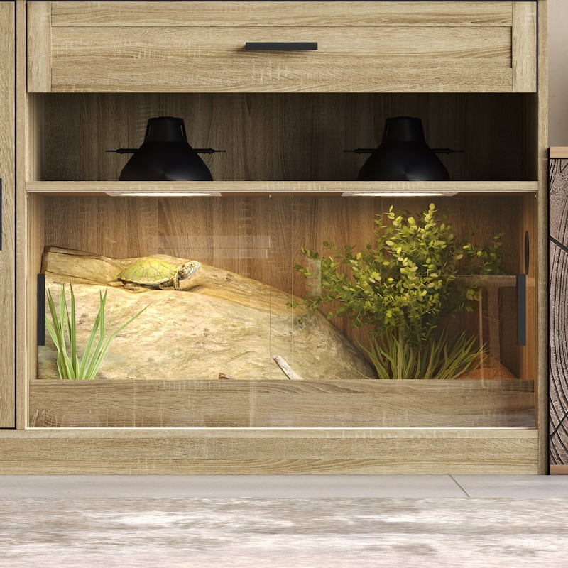 Reptile Cabinet Reptile Enclosure Cabinet with Tempered Glass Sliding Doors