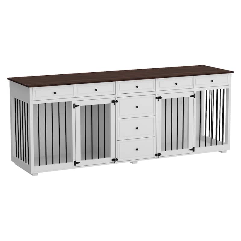 Large Dog Crate Furniture Wooden Dog Crate TV Stand Entertainmnet - 89"W