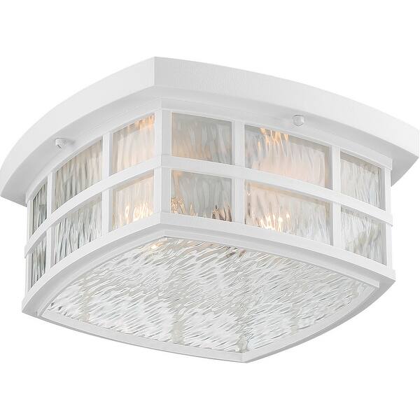 slide 1 of 1, Quoizel Stonington 2-Light 12" Outdoor Ceiling Light in White Lustre