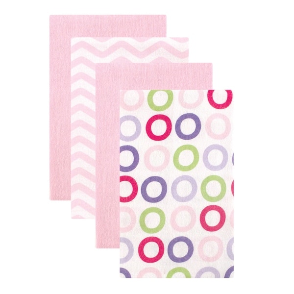 slide 1 of 1, Luvable Friends Baby Girl Flannel Burp Cloths 4pk, Pink, One Size - Pink - One Size One Size - Pink