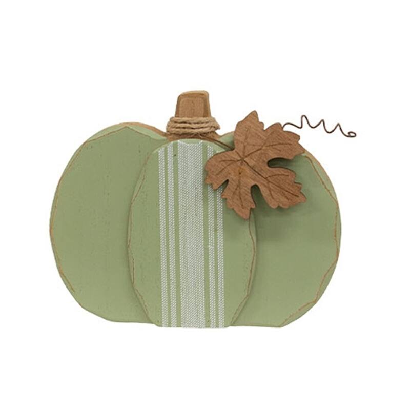 Distressed Chunky Wooden Feed Sack Stripe Pumpkins - 3 Asstd. - 7.25" x 1" x 6"