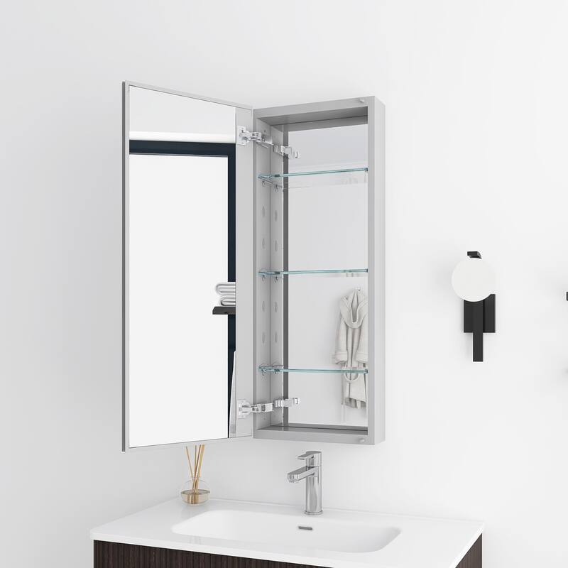 Rectangular Aluminum Medicine Cabinet with Mirror