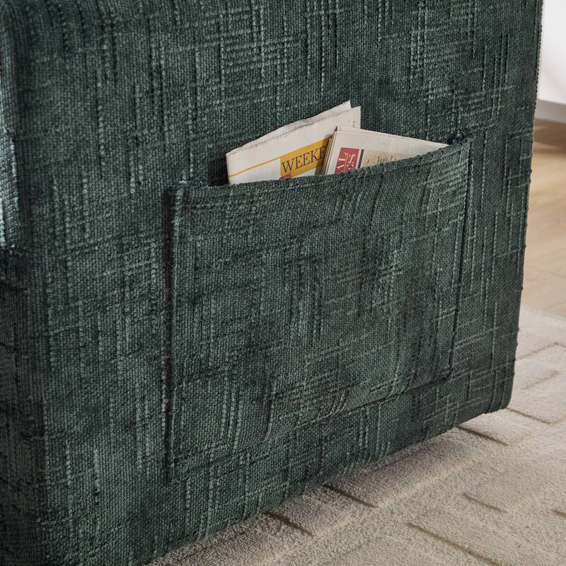 Multifunctional Lazy Person Sofa Recliner,Storage Backrest With Cell Phone Bracket Chenille Single Leisure Chair