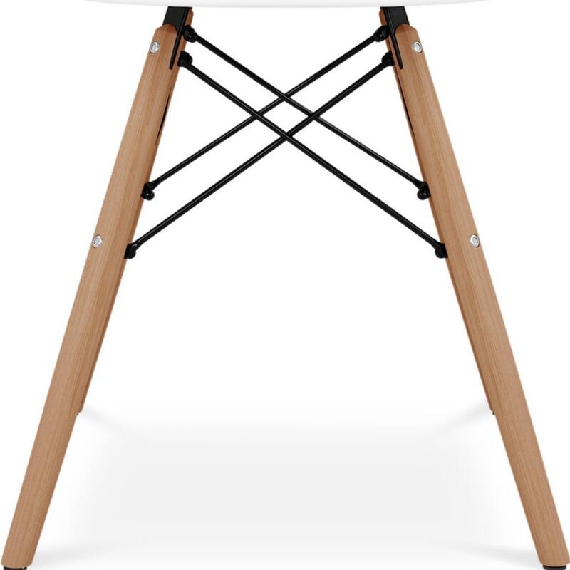 Blue And Natural Heavy Duty Plastic And Solid Wood Dining Arm Chair