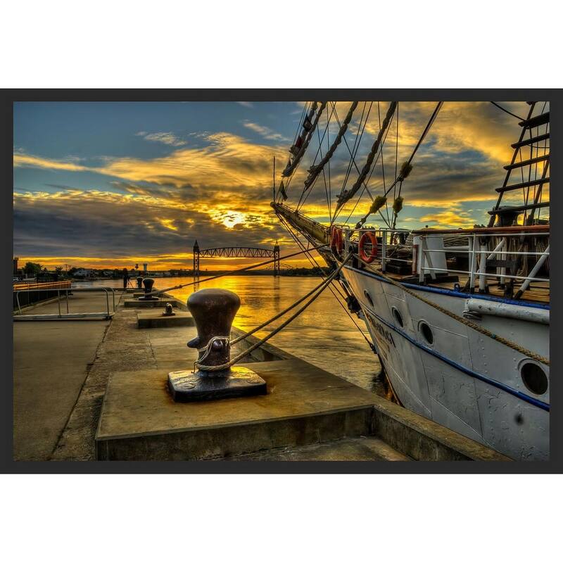 Tall Ship Docked and Ready to Sail at Sunset Photography by Wayne Collamore Framed Poster - 24 x 36 Inch