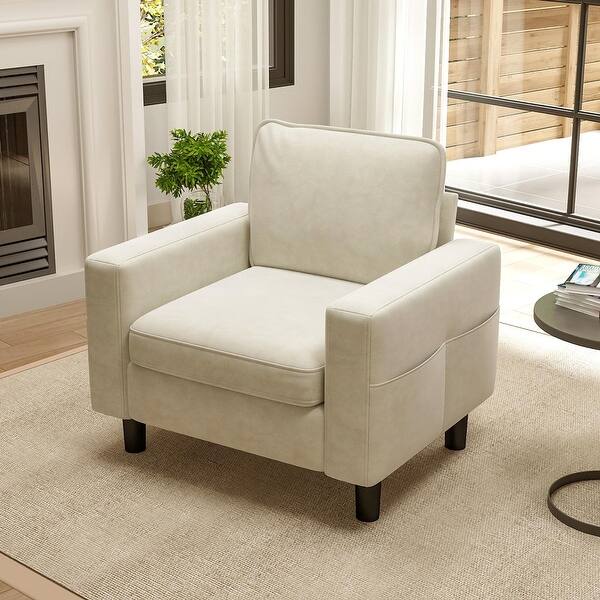 slide 2 of 9, Kinbor Multi-Functional Single Sofa Chair for Home, Office, Salon Cream