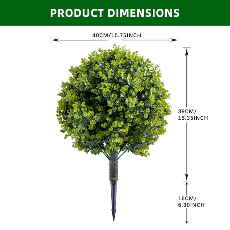 Set of 2/4 Artificial Eucalyptus Topiary Ball Trees with Metal Stakes