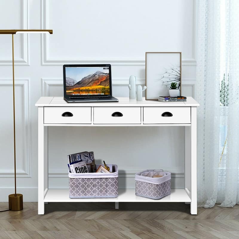 47" Entryway Hall Table Side Desk Accent Table with Drawers Shelf - 47" x 15.5" x 32"(L x W x H)