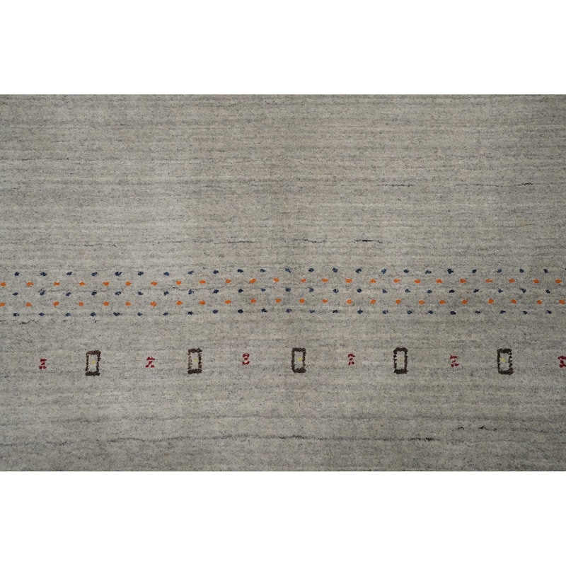 Hand Knotted Oriental 100% Wool Carpet Tribal Animal Pictorial Greys & Charcoal Gabbeh Area Rug - 7' 9'' X 5' 0''