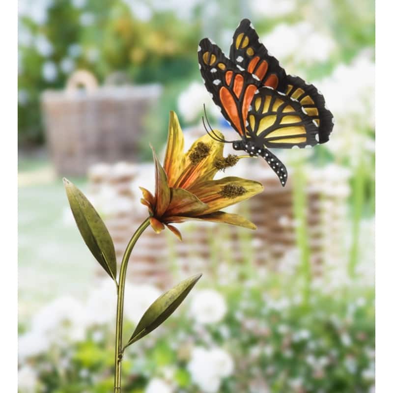 Butterfly Flower Stake - Orange