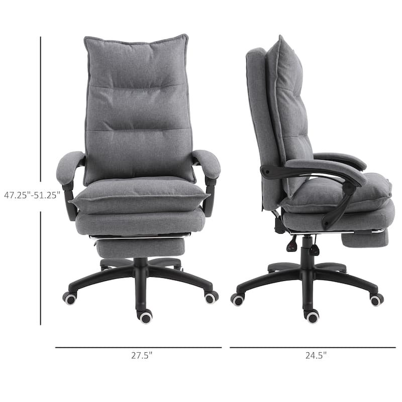 Vinsetto 360-deg Swivel Home Office Chair Adjustable Height Recliner with Retractable Footrest and Double Padding