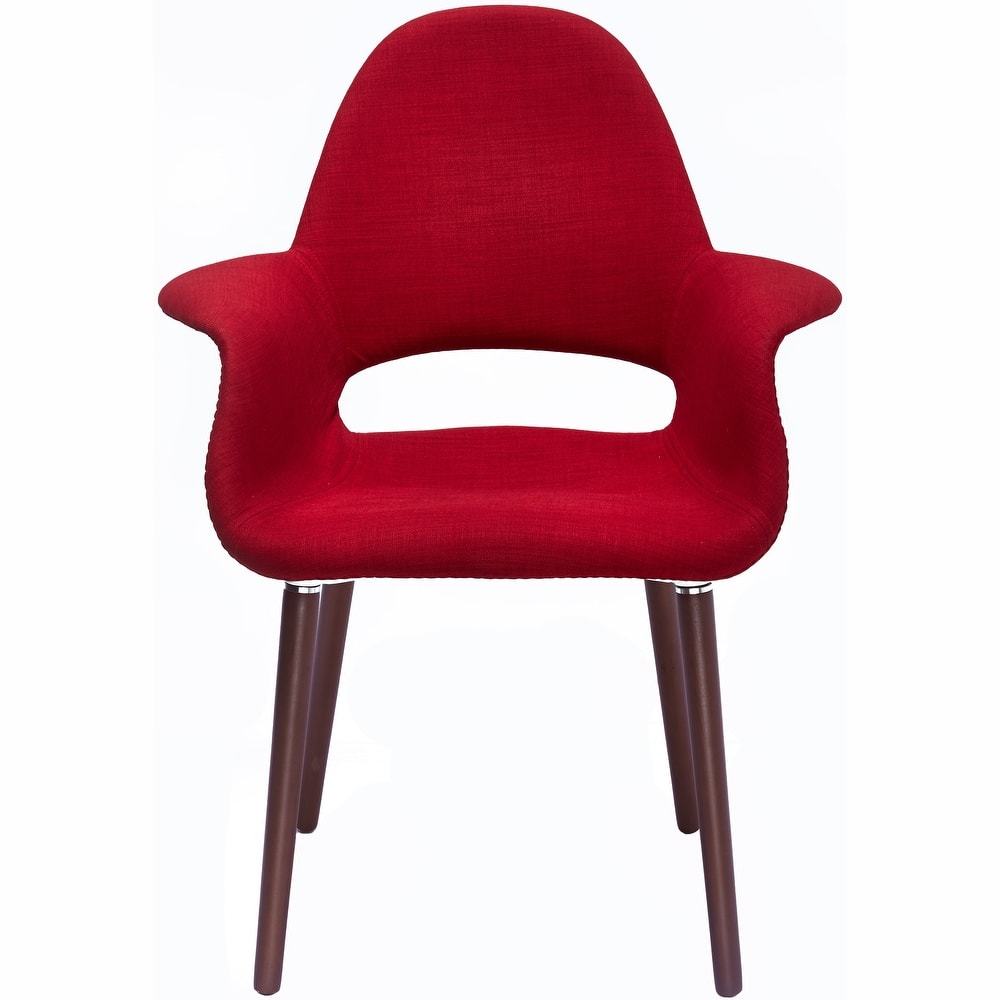 Organic Upholstered Fabric Modern Armchair with Dark Brown Wooden Legs for Dining Room Office or Accent Lounge Side Chair