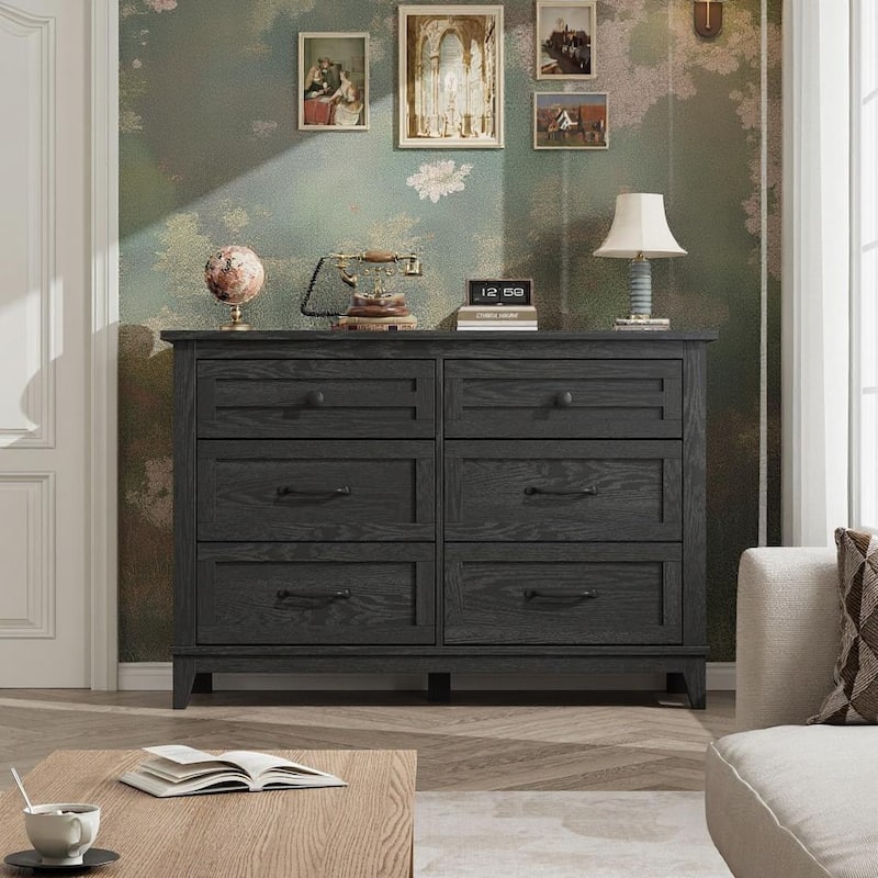 47" Wide Drawer Dresser, with Storage Freestanding - Black