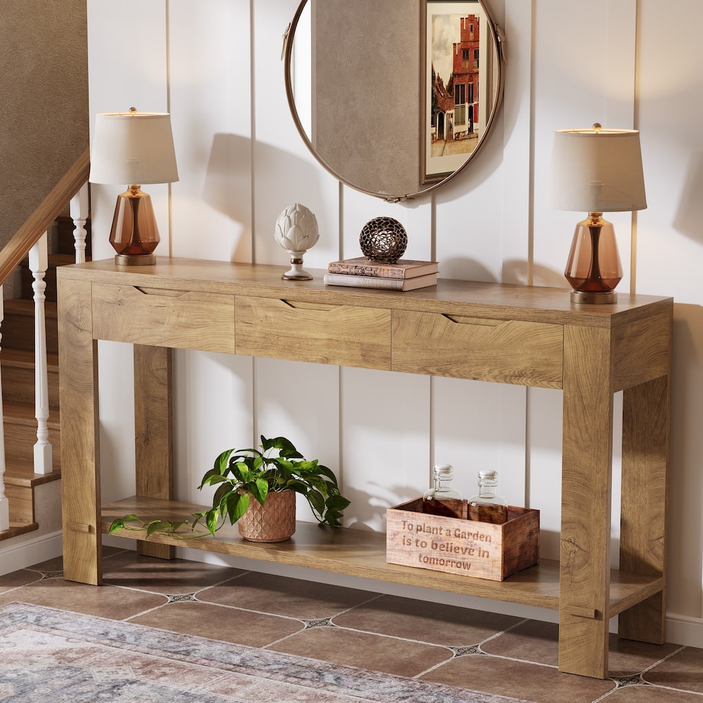 67-Inch Long Console Table with 3 Drawers