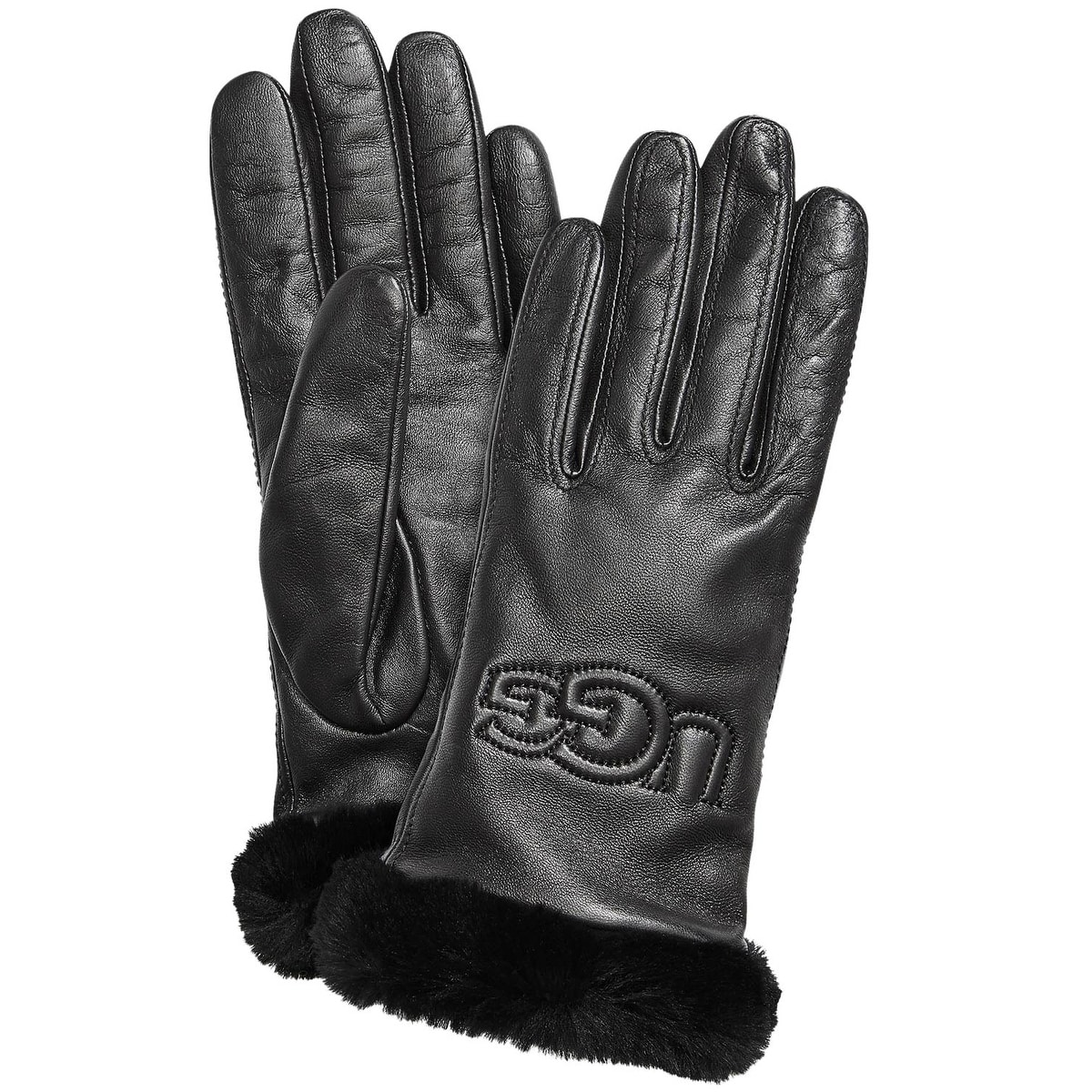 womens black leather gloves small