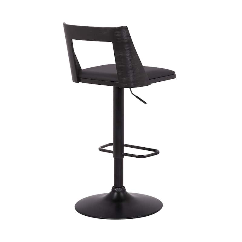 42” Tall Adjustable Swivel Bar Stool with Full Back and Black Faux Leather Seat Perfect for Bar or Kitchen Use