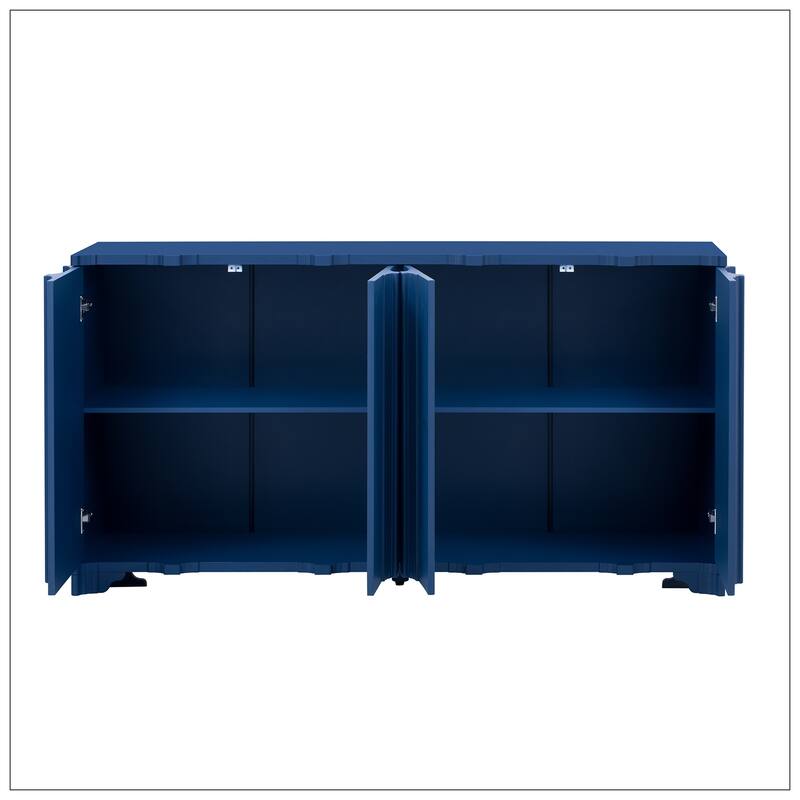 Sophisticated 4-Door Sideboard Adorned with Intricate Linear Accents