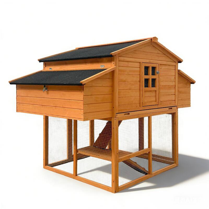 Chicken House for Outdoor with Two Nesting Box, Leakproof Pull-on Tray, and UV-Resistant Roof Panel
