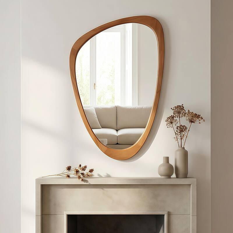 Irregular Solid Wood Frame Decorative Mirror