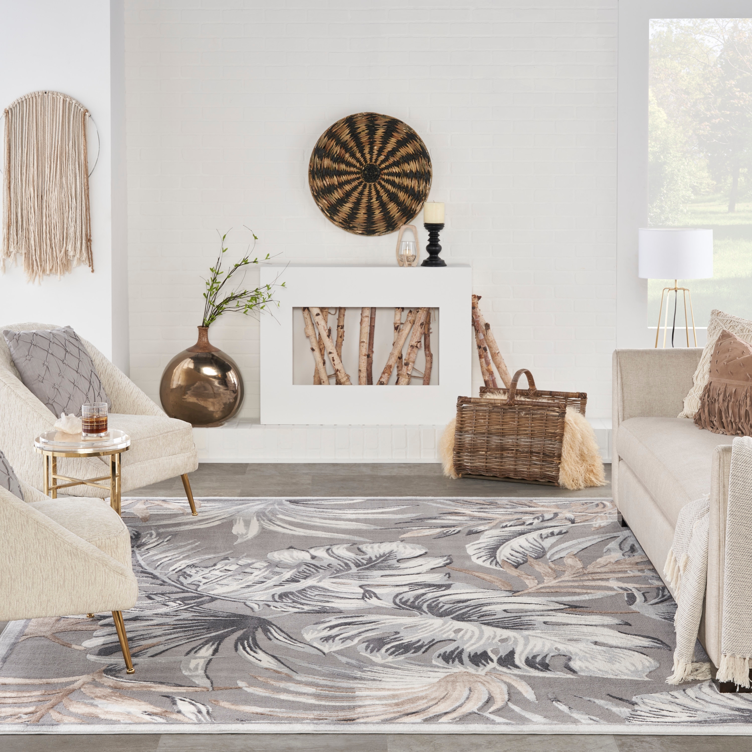 Nourison Pompeii Tropical Bordered Area Rug