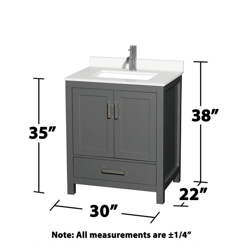 Wyndham Collection WCS141430S-QTZ-UNSMED Sheffield 30" Free Standing