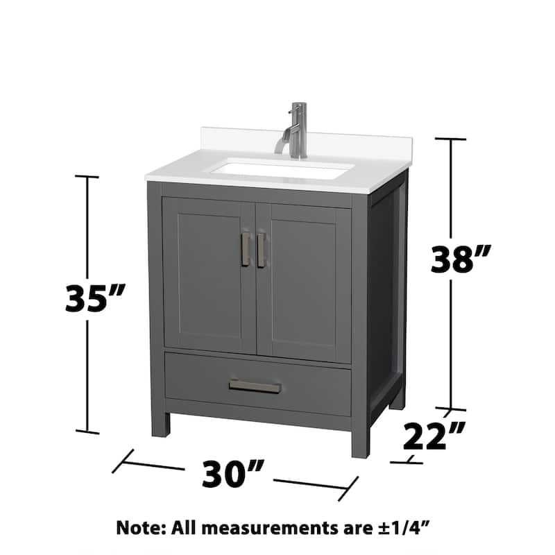 Wyndham Collection WCS141430S-QTZ-UNSMXX Sheffield 30" Free Standing