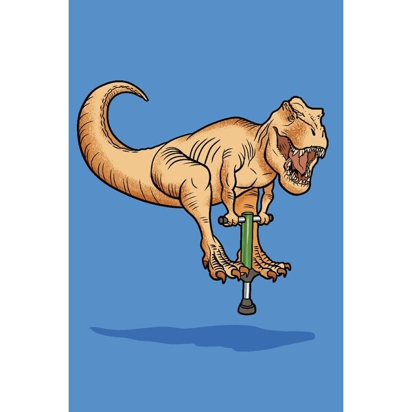 T Rex Pogo Stick Lantern Press Artwork Art Print Multiple Sizes Available