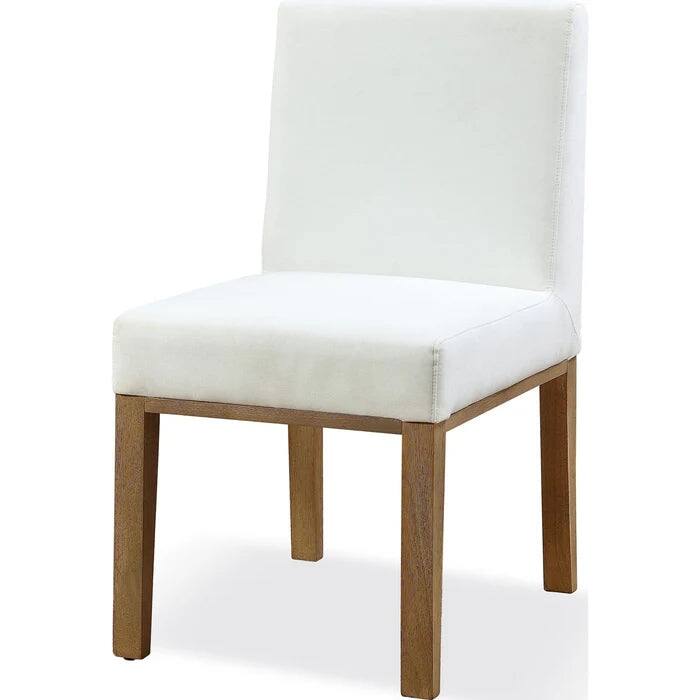 Seabourne Modern Upholstered Dining Side Chair & Arm Chair in White Pearl & Bisque