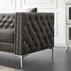 preview thumbnail 9 of 26, 2 Pcs Modern Velvet Living Room Set with Sofa & Loveseat, Jeweled Button Tufted Copper Nails Square Arms, 4 Pillows Included